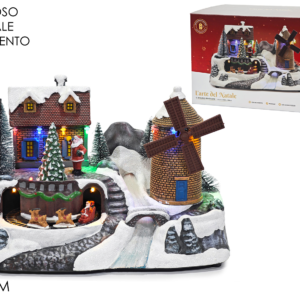 Christmas Scene H18cm, Battery-Operated, Light/Sound/Moving