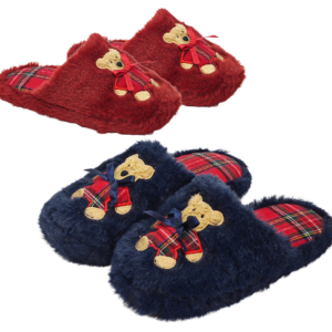 Christmas Slippers with Bear, Child Sizes 30–35, 2 Assorted