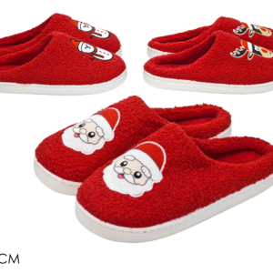 Christmas Teddy Slippers, Sizes 36–43, 3 Assorted