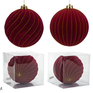 Burgundy Velvet Bauble 200mm, 2 Assorted