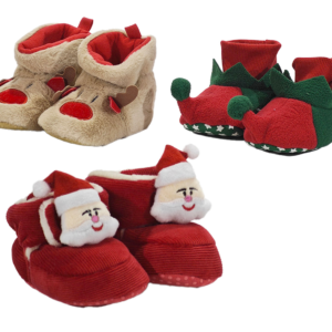 Christmas Baby Booties, Sizes 18–23, 3 Assorted