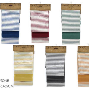 Set of 3 Striped Tea Towels 45 × 65cm, 6 Assorted