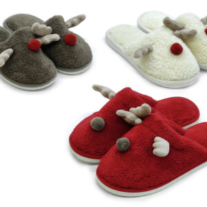 Slippers with Reindeer, Sizes 37–42, 3 Assorted