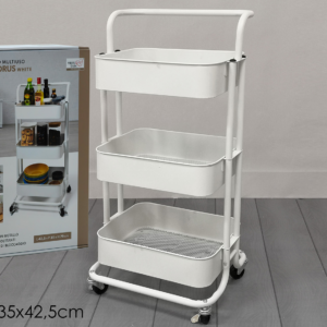 WHITE TROLLEY 35X42.5XH79CM