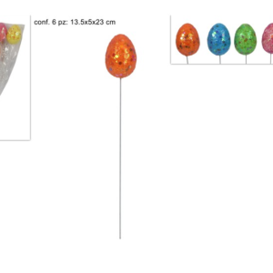 COLORED EGG PICKS, SET OF 6, ASSORTED DESIGNS