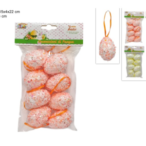 EGGS, 4 × 6 CM, SET OF 8, 4 COLORS