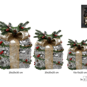 GIFT BOXES WITH LIGHTS (BATTERY) SET OF 3