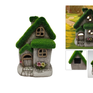 22 CM HOUSE WITH GRASS ROOF, WITH SOLAR LIGHT