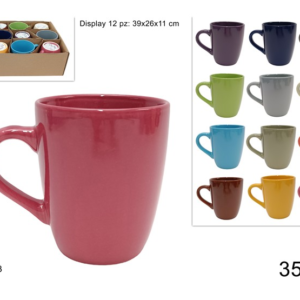 Ceramic Mug 350ml, 12 Assorted Colours (F0.255)