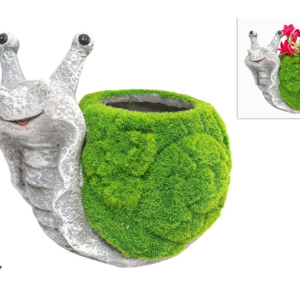 DECORATED SNAIL PLANT POT WITH GRASS