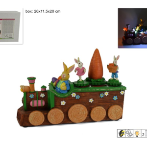 TRAIN CAROUSEL WITH BUNNIES, LIGHT, MOVEMENT AND MUSIC