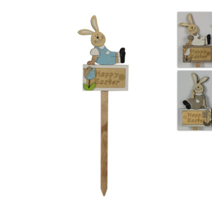 WOODEN STAKE WITH RABBIT