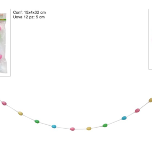 GARLAND WITH 12 COLORED EGGS