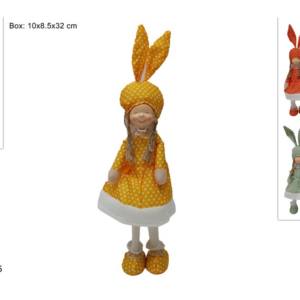 DOLL WITH POLKA-DOT RABBIT DRESS, 44 CM, 4 COLORS