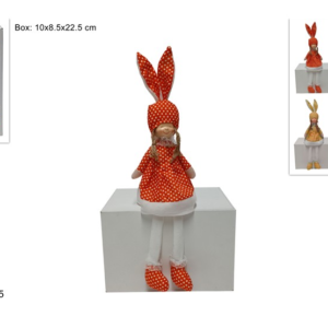 SITTING DOLL WITH POLKA-DOT RABBIT DRESS, 48 CM, 4 COLORS