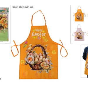 EASTER APRON, BASKET DECORATION WITH CHICKS, 4 COLORS (F 0.60)