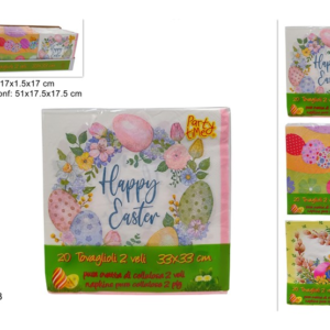 2-PLY NAPKINS, 33 × 33 CM, 20 PCS, EASTER DECORATION, 3 ASSORTED DESIGNS