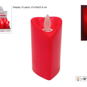 RED HEART TEALIGHT, 9 CM, WITH FLICKERING FLAME EFFECT, BATTERY-OPERATED, IN DISPLAY