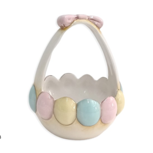 CERAMIC EGG BASKET 16CM WITH BOW