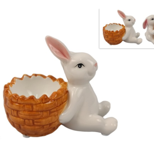 CERAMIC EGG-HOLDER RABBIT, 2 ASSORTED DESIGNS