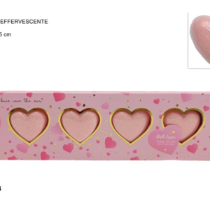HEART BATH BOMBS, 30 G, SET OF 4, PINK