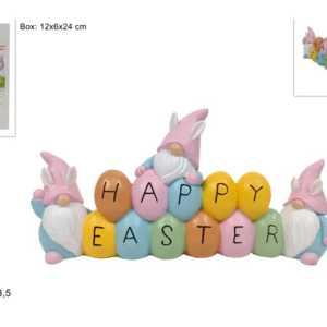 EASTER WRITTEN SIGN DECORATION WITH EASTER GNOMES