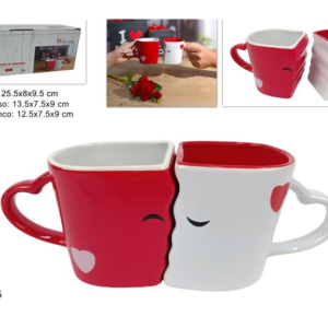 CERAMIC VALENTINE’S DAY MUGS, SET OF 2 (F. 1.50)