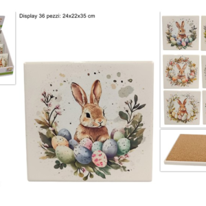 EASTER COASTER WITH CORK BASE, 11 CM, ASSORTED