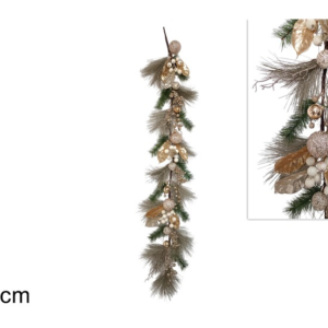 Garland 135cm with Champagne-Gold Leaves and Berries