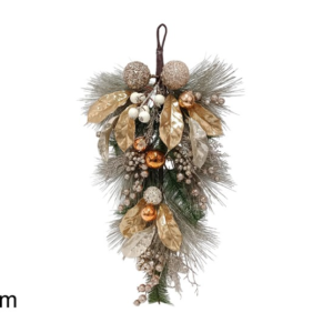 Bundle of Champagne-Gold Leaves and Berries 60cm