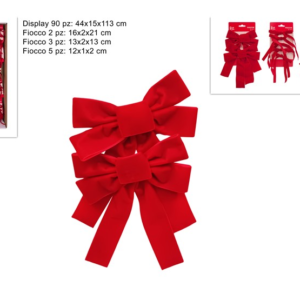 Red Velvet Bows, 3 Assorted, in Display