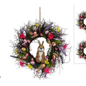 FLOWER DOOR HANGER, 40 CM, WITH RABBIT, 2 COLORS