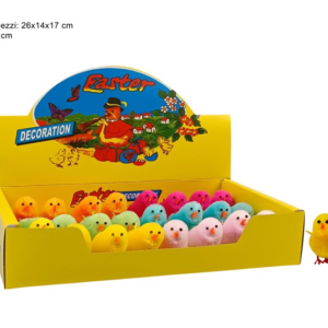 COLORED CHICKS, 4.2 CM, 24 PCS, IN DISPLAY BOX
