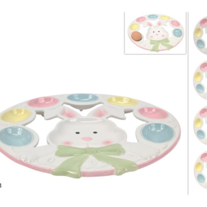 ROUND PLATE WITH CERAMIC EGG HOLDER, Ø 28 CM
