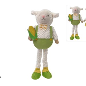 51CM SHEEP, FUR, WITH DRESS, 2 ASSORTED DESIGNS