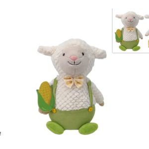 31CM SHEEP, FUR, WITH DRESS, 2 ASSORTED DESIGNS