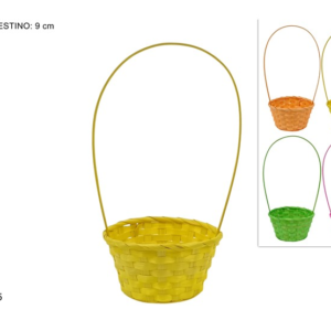 ROUND BASKET, 15 × 9 × 34 CM, WITH HANDLE, 4 COLORS