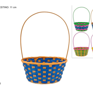 ROUND BASKET, 23 × 11 × 35 CM, WITH HANDLE, MULTICOLOR, 4 COLORS