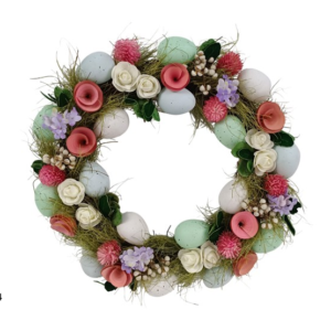 WOVEN EGG WREATH DOOR HANGER, 34 CM DIAMETER