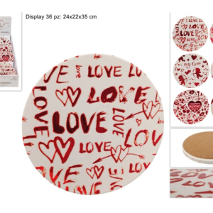 VALENTINE’S COASTER CORK BASE, 11 CM