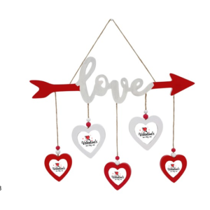 WOODEN HANGER “LOVE” WITH 5 HEART PHOTO HOLDERS