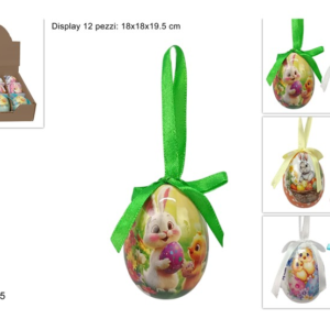 DECORATED HANGING EGG 6CM, ASSORTED, IN DISPLAY