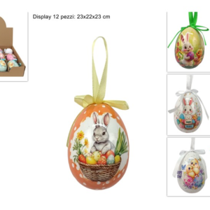 DECORATED HANGING EGG 7CM, ASSORTED, IN DISPLAY