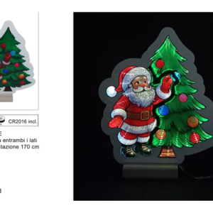 3D Illuminated Santa Claus with Christmas Tree 22cm