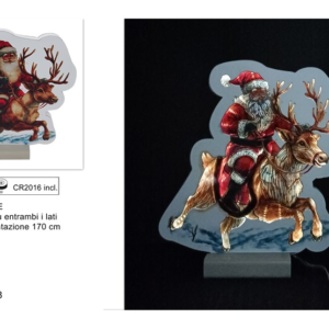 3D Illuminated Santa Claus with Reindeer 20cm