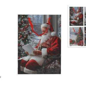 Gift Bag 30 × 42 × 12cm, Christmas Scene, Metallic Effect, 4 Assorted