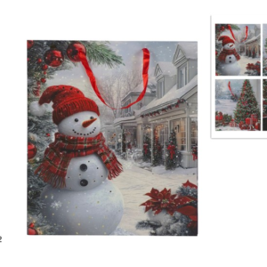 Gift Bag 42 × 48 × 16cm, Christmas Scene, Metallic Effect, 4 Assorted