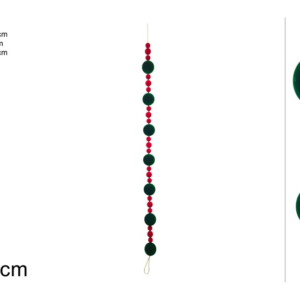 Garland 180cm with Red and Green Velvet Baubles