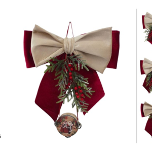Burgundy and Beige Bow with Berry Branch and Tambourine, Assorted