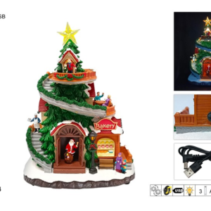 Christmas Tree Carousel with Staircase, Moving, Musical and Illuminated